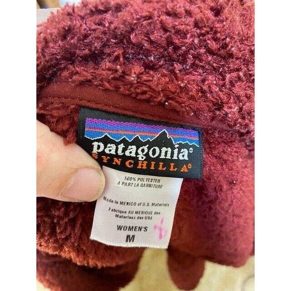 Patagonia Curly-Q Fuzzy Fleece Synchilla Maroon Full Zip Teddy Jacket Size M - Picture 9 of 9